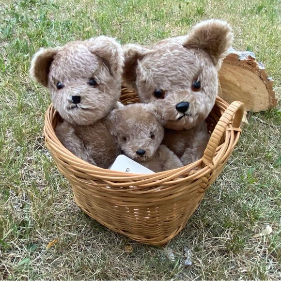 Vintage Dakin The Three Bears Teddy Bear plush set Mohair comes with basket - Picture 5 of 7